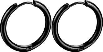 Generic Earings 1Pair Black Round Earrings In Stainless Steel Round Earrings Man Woman In Multiple Sizes Moon Star Set (Black, S)