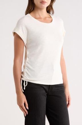 Bobeau Shirred Side Tie T-Shirt in Ivory at Nordstrom Rack, Size X-Large