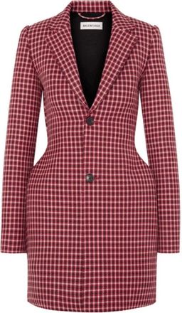 Balenciaga Puffy Effect Wolruitjes Blazer Jas - Dames - Blazers - Rood - XS - Wol - Jassen