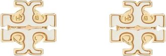Tory Burch Logo Stud Earrings - Dames - Oorbellen - Wit - ONE Size - Accessoires