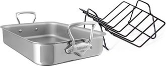 Bloomingdale's MCook 5-Ply Polished Stainless Steel Roasting Pan With Rack, And Cast Stainless Steel Handles in Silver at Nordstrom