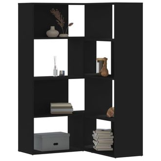 Berkfield Home Corner Bookcase 4-Tier Black 85x85x140 cm Engineered Wood | Size: 85 x 85 x 140 cm