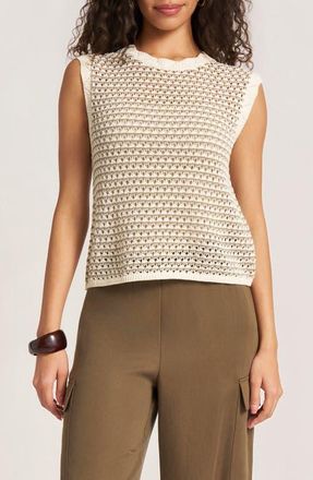 Matty M Brookside Crochet Vest in Natural/sage at Nordstrom, Size X-Large