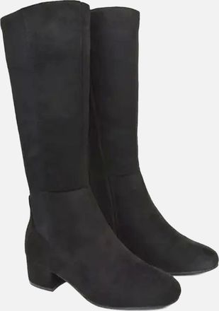XY London Womens XY London Womens/Ladies Hannah Zip Elasticated Shaft Low Block Heel Long Boots - Black - Size: 6