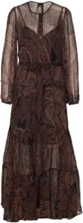 Pinko Maxi jurk met knopen - Dames - Maxi kleedjes - Bruin - S - Kleedjes