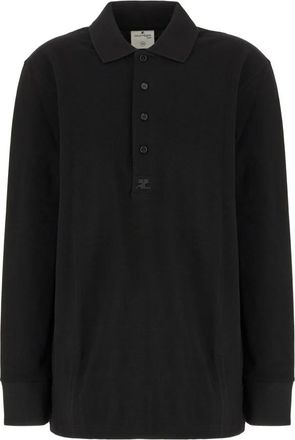 Courr&egrave;ges Oversized Polo - Dames - Polos - Zwart - XS - Katoen - Tops