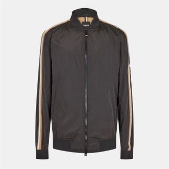 HUGO BOSS Mens Coltrane Stripe Patterned Ribbed Cuff Hybrid Jacket in Black - Size 42 (Chest)