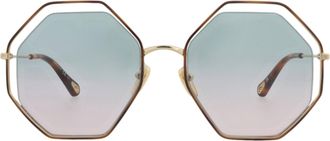 Chlo&eacute; Square-Frame Metal Sunglasses