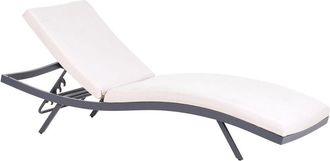 Beliani Tumbona De Jard&iacute;n Moderna Estructura De Aluminio Reclinable Y Acolchada Beige Claro Amelia