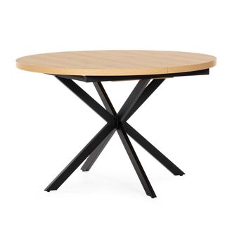 HOMN Mesa redonda extensible efecto Roble, 120-160 cm