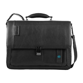 Piquadro Laptop Bags & Cases, unisex, Black, ONE SIZE, Flap-over Expandable Computer Bag 15