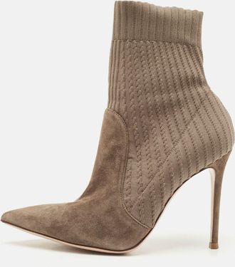 Gianvito Rossi Brown Fabric And Suede Ankle Length Boots