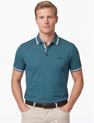 HUGO BOSS Polo Boss Green Paddy blauw 3 knopen