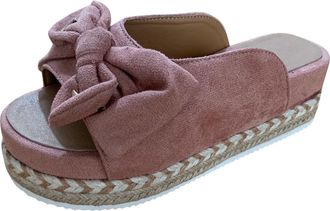 Generic Womens Summer Slippers with Footbed, Slippers Womens 42 Open Platform Non-Slip Slippers Open Toe Beach Shoes Weave Flat Sandals Breathable Beach Shoes