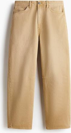 H&M Relaxed Fit Trousers in Beige at Nordstrom, Size 29