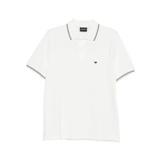Emporio Armani Polo Shirts, male, White, Size: 2XL Logo-embroidered Polo Shirt