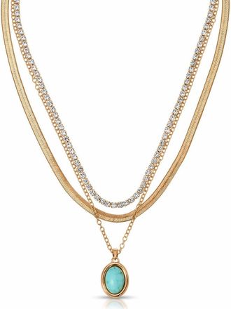 Ettika Crystal Halo Multistrand Necklace in Turquoise/Gold at Nordstrom