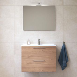 Vitra Mobiletto Mia 79x61x39,5 cm con specchio, lavabo e illuminazione led, Rovere (MIASET80D-SP) - Vitra