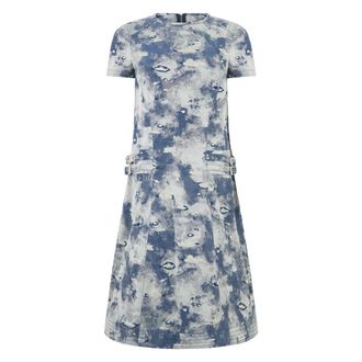 Moschino Fluid Dress Short Sleeves Floral Print Blue - female - Moschino - Short Dresses - Multicolor - M - Dresses