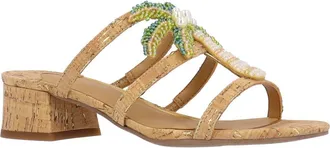 J. Rene&eacute; Palmetto Block Heel Sandal in Natural/Gold at Nordstrom, Size 10.5