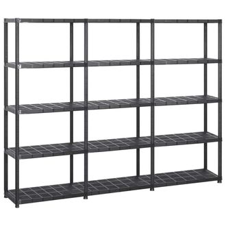 vidaXL Estanter&iacute;as De Almacenaje 5 Niveles Pl&aacute;stico Negro 213x38x170cm Vidaxl