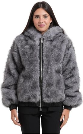 Fracomina Jassen, Dames, Grijs, XS, Faux Fur & Shearling Jassen