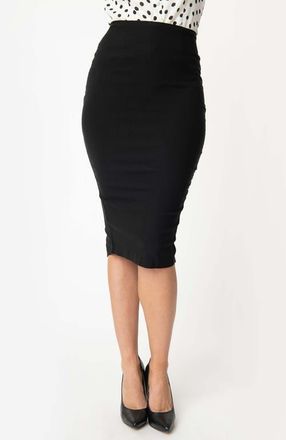 Unique Vintage 1950s High Waist Tracy Wiggle Skirt in Black at Nordstrom, Size X-Small