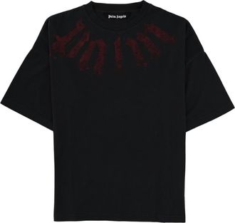 Palm Angels Black Dark Red Logo Premium Cotton T-Shirt