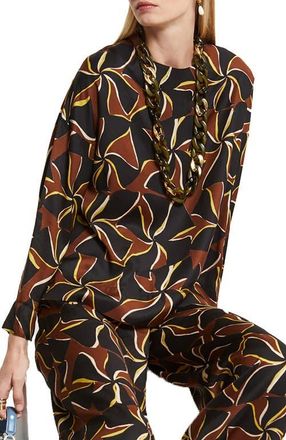 ottod'Ame Viscose Blouse With Long Sleeves in Brown at Nordstrom, Size 40 It
