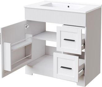Urban Meuble Mueble bajo lavabo 81,5 cm blanco con lavabo y cajones