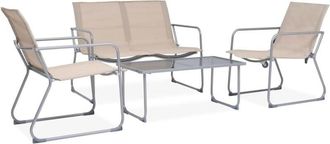 vidaXL Juego De Muebles De Jard&iacute;n 4 Piezas Tela Y Acero Crema Vidaxl