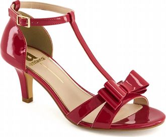 Andrea Womens T-Bar Heeled Sandals In Red