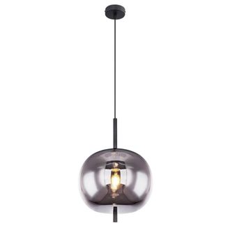 Netlighting Blacky Globe Pendant Ceiling Light Black Glass Shade 1x E27