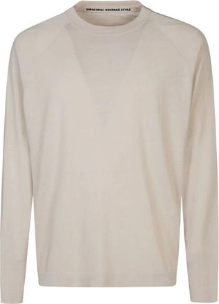 Original Vintage Round-neck Knitwear, male, Beige, Size: 2XL Original Vintage Sweaters Grey