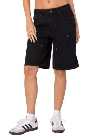 Edikted Jacqui Low Rise Denim Bermuda Shorts in Black at Nordstrom, Size X-Small