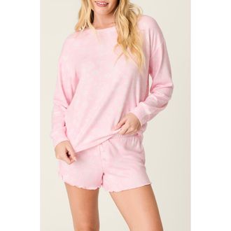 PJ Salvage Peachy Mix & Match Long Sleeve Short Pajamas in Baby Pink at Nordstrom, Size X-Large