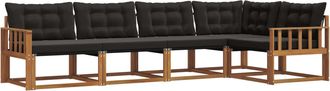 vidaXL Conjunto De Sof&aacute;s De Exterior 5 Uds. Natural Y Negro Vidaxl