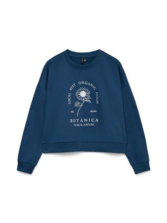 Vero Moda Sweatshirt VERO MODA VMULLA TRINA LS SWEAT BOX JRS, Damen, Gr. XL, schwarz denim print:local, Sweatware, Obermaterial: 60% Baumwolle, 40% Polyester, b