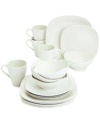 Mikasa Swirl Square 16Pc Dinnerware Set, Service For 4