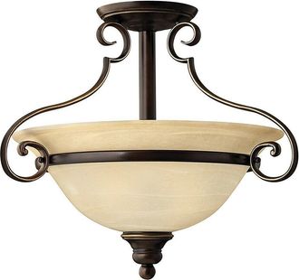 Loops 2 Bulb Semi Flush Light Antique Bronze LED E27 60W Bulb