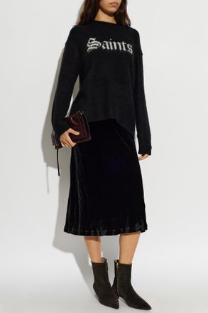 AllSaints Nalia Velvet Skirt, Womens, Black