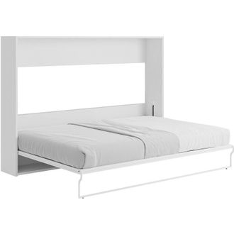 Vente-Unique Vente-unique - Letto estraibile 140 x 200 cm Apertura orizzontale manuale Bianco e Grigio - malina ii