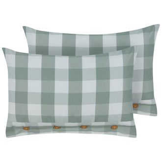 Beliani Beliani - Conjunto De 2 Cojines De Algod&oacute;n A Cuadros Estilo Cottage Verde Menta 40 X 60 Cm Tamnine