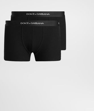 Dolce & Gabbana Cotton Jersey Regular-fit Boxers In A Pack Of Two - Man Underwear And Loungewear Black Cotton 4