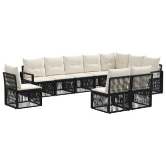 vidaXL Conjunto De Sof&aacute;s De Jard&iacute;n 10 Pcs Negro Rat&aacute;n Sint&eacute;tico Vidaxl