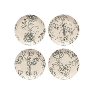 Decoclico Lote de 4 platos de postre de cer&aacute;mica con motivos