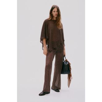H&M Glittery Trousers in Dark Brown at Nordstrom, Size X-Small