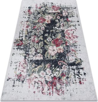 RugsX Rugsx - Alfombra Lavable Andre 1816d Flores Vintage Antideslizante - Blanco / Rojo Multicolour 160x220 Cm