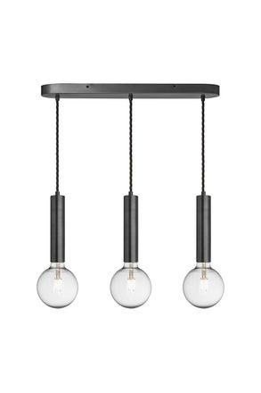Industville Sleek Cylinder 3 Wire Oval Cluster Lights, Pewter
