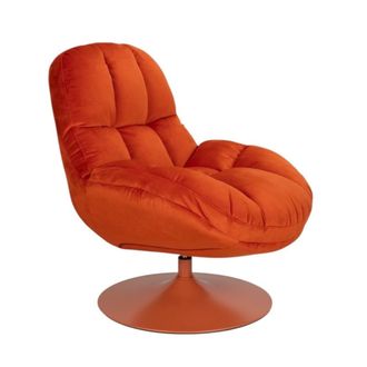 Mathi Design Sill&oacute;n giratorio de terciopelo naranja